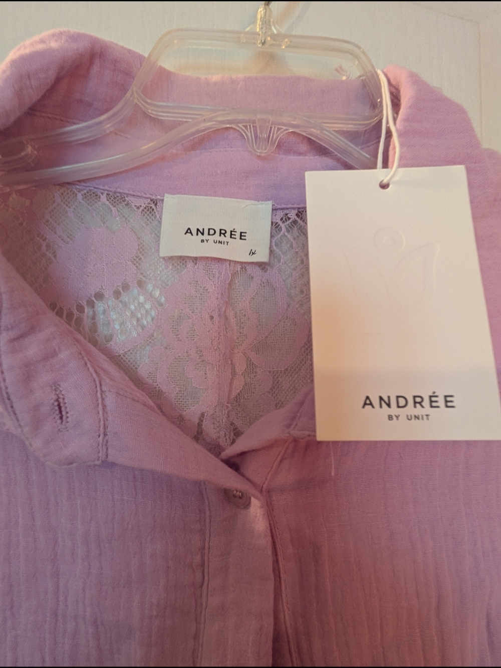 ANDRÉE Lavender Lace-Back Sleep Shirt